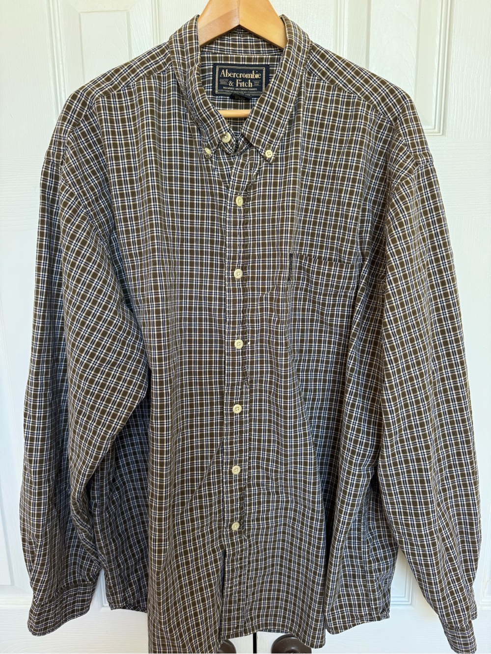 Abercrombie & Fitch Men's XL Brown Plaid Button-Down Shirt Cotton